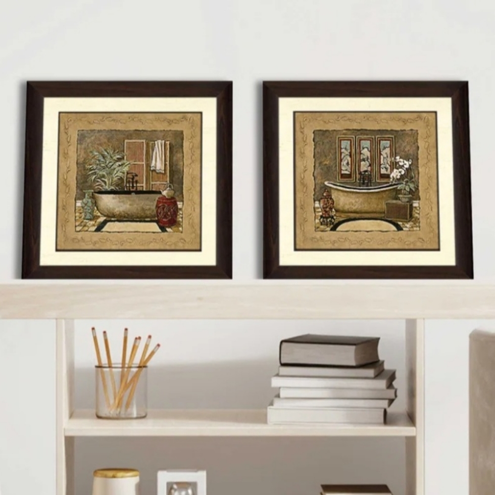 Red Barrel Studio Asian Warmth Framed On Paper/Glass 2 Pieces Graphic Art NWOT